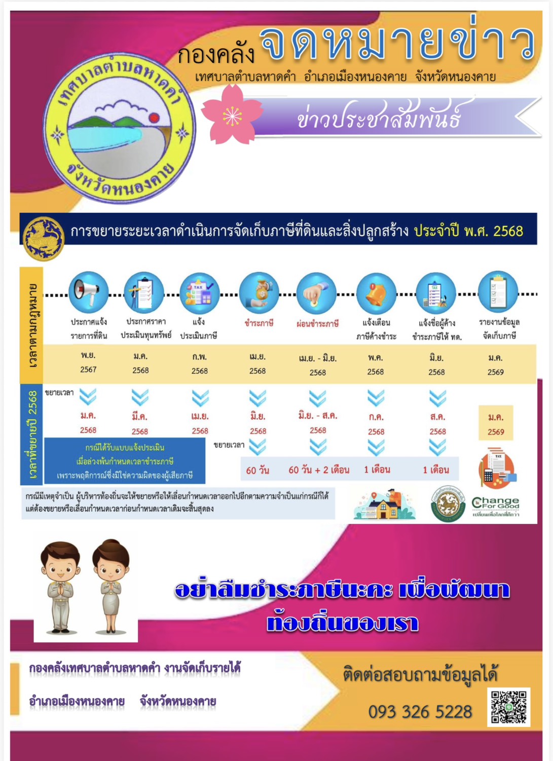 อย่าลืมชำระภาษีนะคะ เพื่อพัฒนาท้องถิ่นของเรา